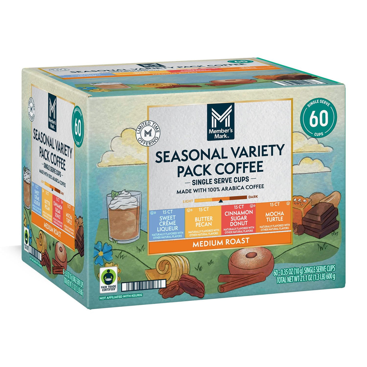 Member's Mark Medium Roast Spring Seasonal Coffee Pods, Variety Pack, 60 pk.