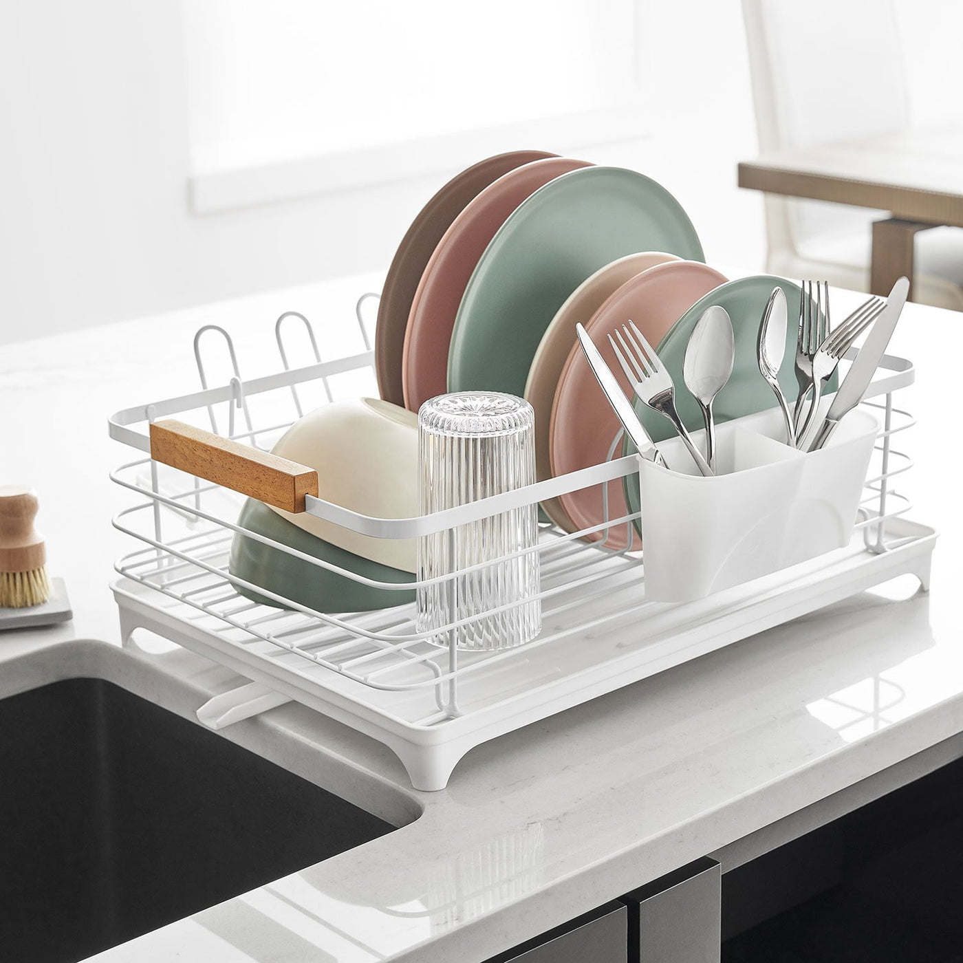 Member's Mark Modern Dish Rack With Utensil Caddy And Glassware Holder, Assorted Colors